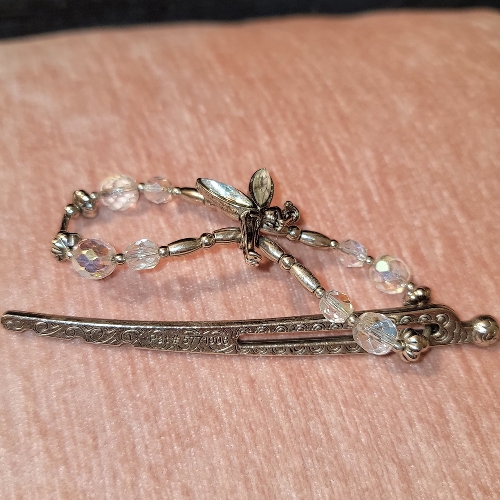 This is a silver-toned fairy hair clip with aurora borealis crystals. - Picture 3 of 4